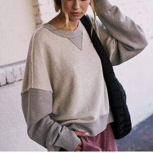 Free People Movement Start Up Pullover Heather Gray Oversized Sweater L